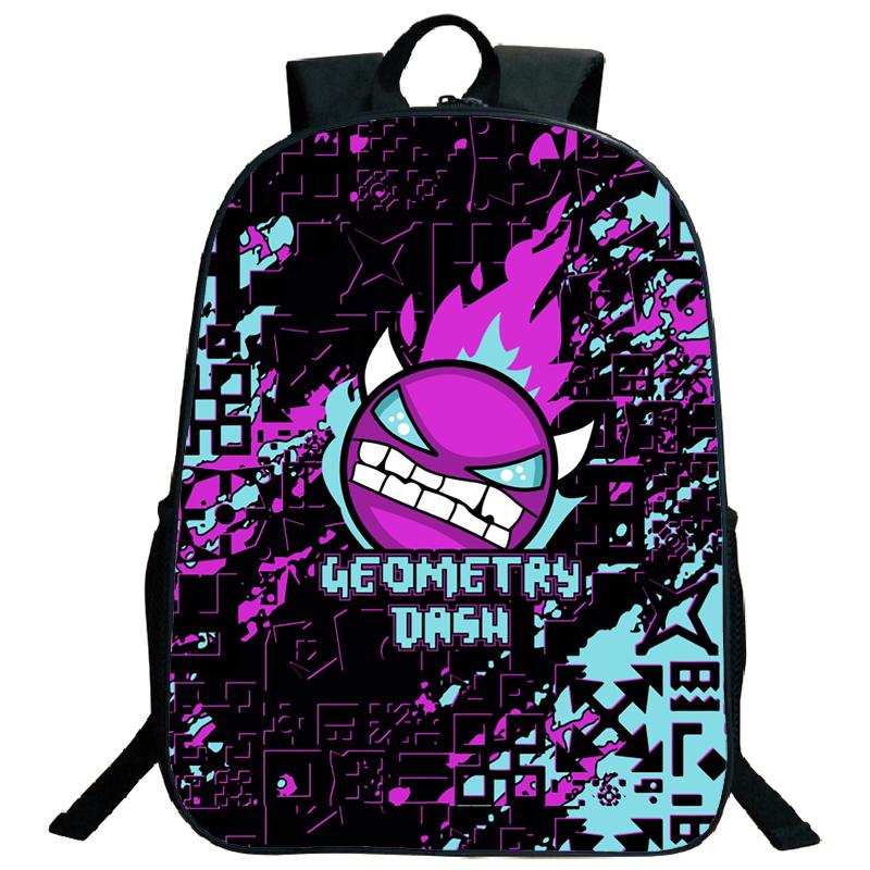 Angry Geometry Dash Backpacks for Middle and High School Students, Large Capacity Leisure Backpacks, Holiday Gifts