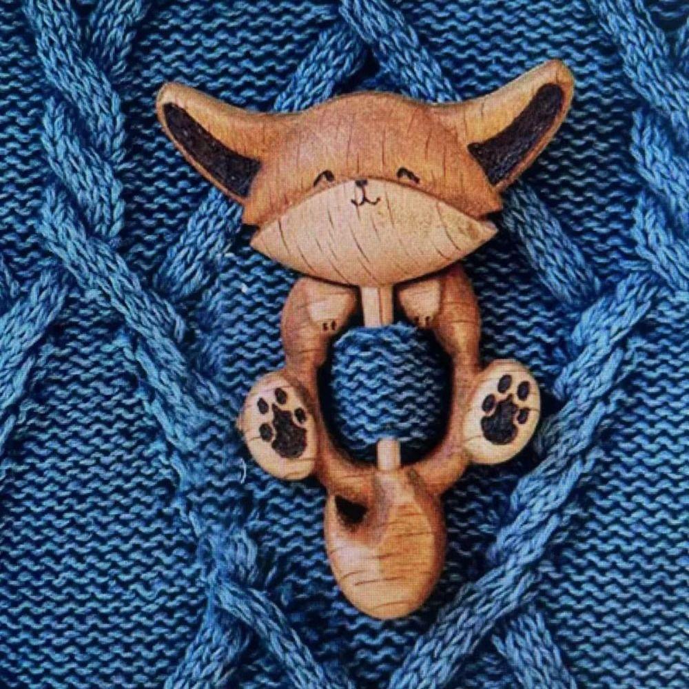 Puppy Animal Sweater Brooch Bear Cat Panda Pin Exquisite Wooden Brooch  Gift