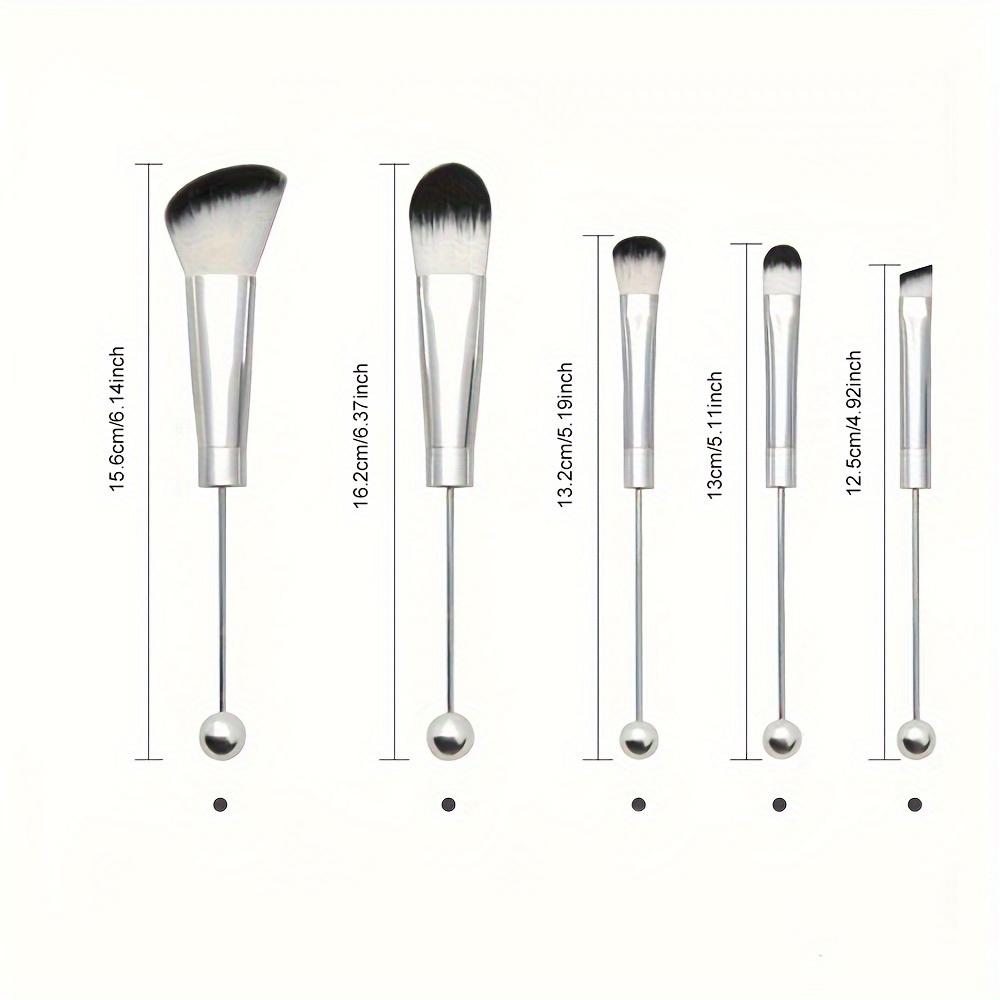 5pcs Beadable Makeup Brushes Unique Brushes Silicone Beads DIY Makeup Cosmetic Brushes Beaded Brushes Kit For DIY