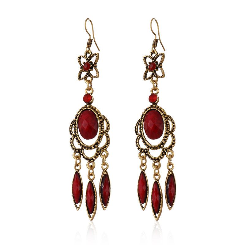 Ethnic Vintage Dangle Earrings for Women Tassel Waterdrop Earring Wedding Festival Jewelry Accessories