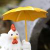 Holding Yellow Umbrella Chicken Figurine Cartoon Chick Resin Statue Sculpture Home Office Desktop Decoration Ornament