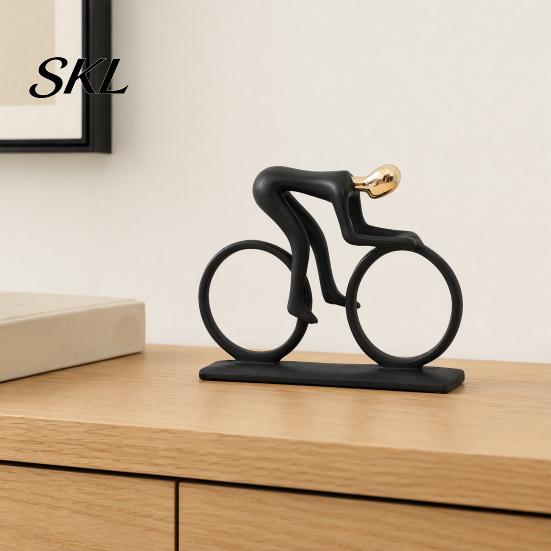 Decorative Sports Collectible Modern Figurine, Gold & Black Abstract Athlete Sculptures with Weighted Non-Slip Base, Minimalist Decor Desk for Living