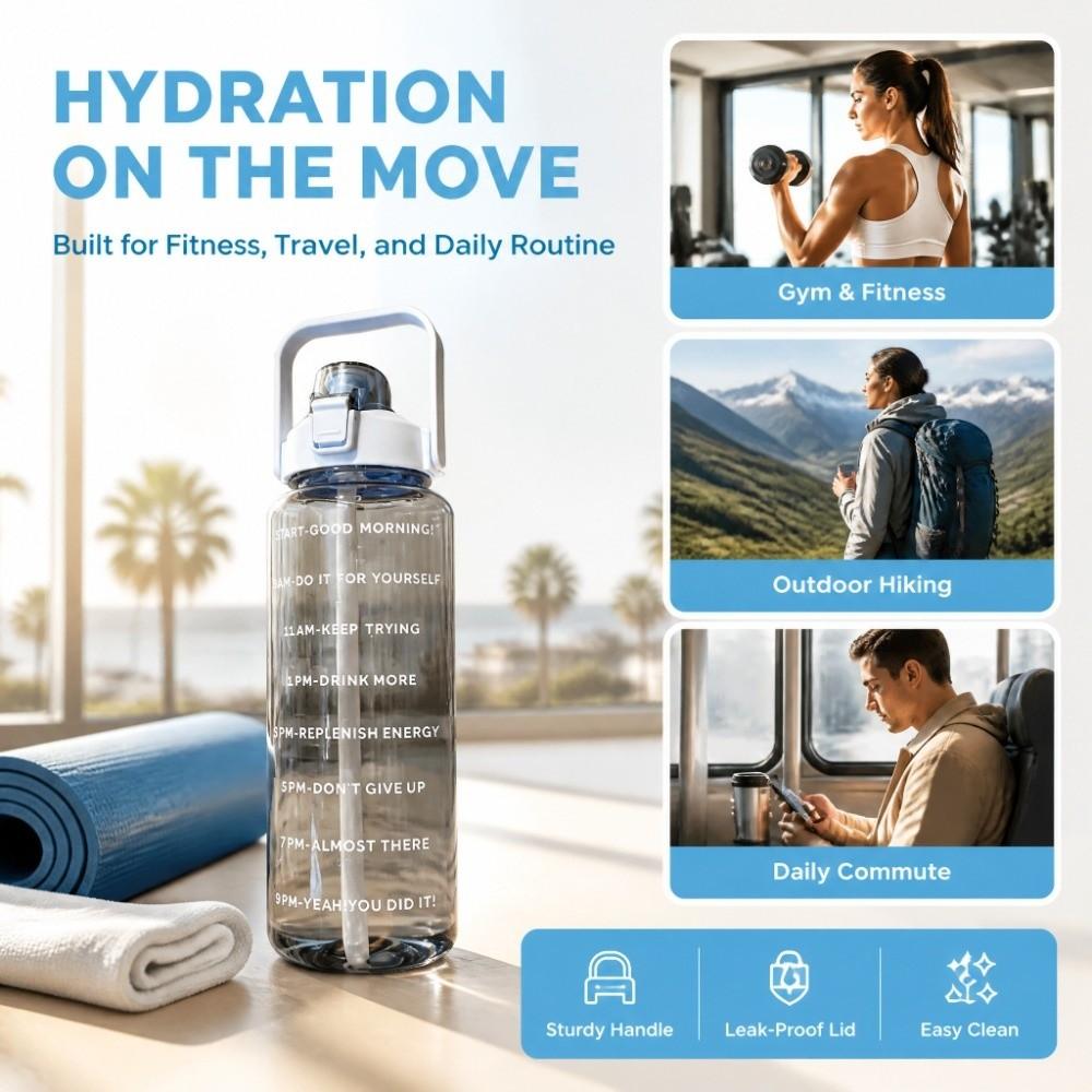 Transparent Sports Water Bottle Times Scale Plastic Water Cup Large Drinking Water Bottle For Men