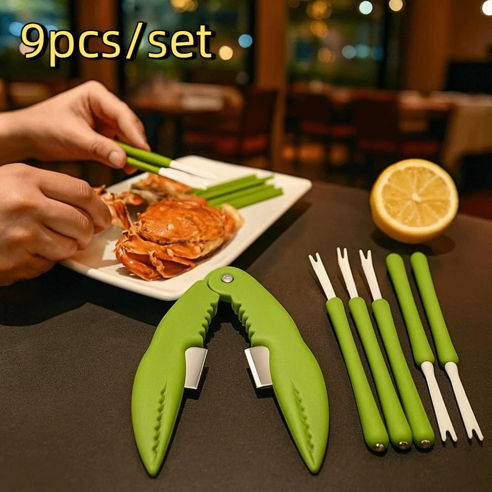 9pcs/set Efficient Lobster Cracker Plastic Crab Claws Sheller Crab Peel Tool Lobster Clamp Seafood