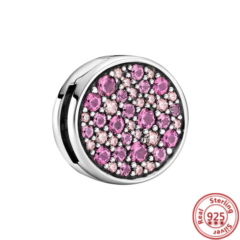 Стерлингового серебра 925 пробы, бусины, буквы, сердце, листья, круг, сверкающие клипсы, подвески, подходят для браслета с отражениями, ювелирные украшения