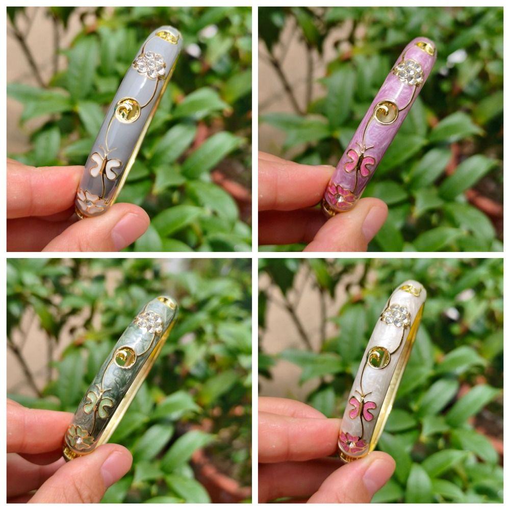 Traditional Cloisonne Bangle 1cm Rhinestone encrusted Bangle Enamel Bangle Gifts for Women Girl