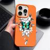 Чехол из ТПУ с рисунком бабочки и текстурой из кожи для iPhone 16 Pro Max 15 Pro 14 13 12 11, мягкий матовый противоударный, защита линз, тонкий чехол для телефона