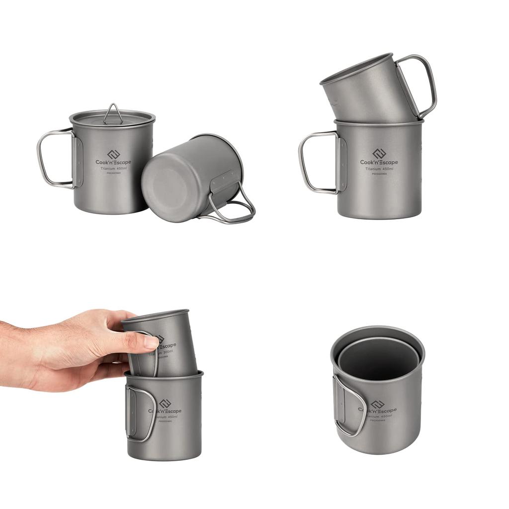 Титановая кружка Shella Cup Open Fire включает в себя хранение походной посуды COOK'N'ESCAPE и серии, легкая, совместимая, штабелируемая, сумка,