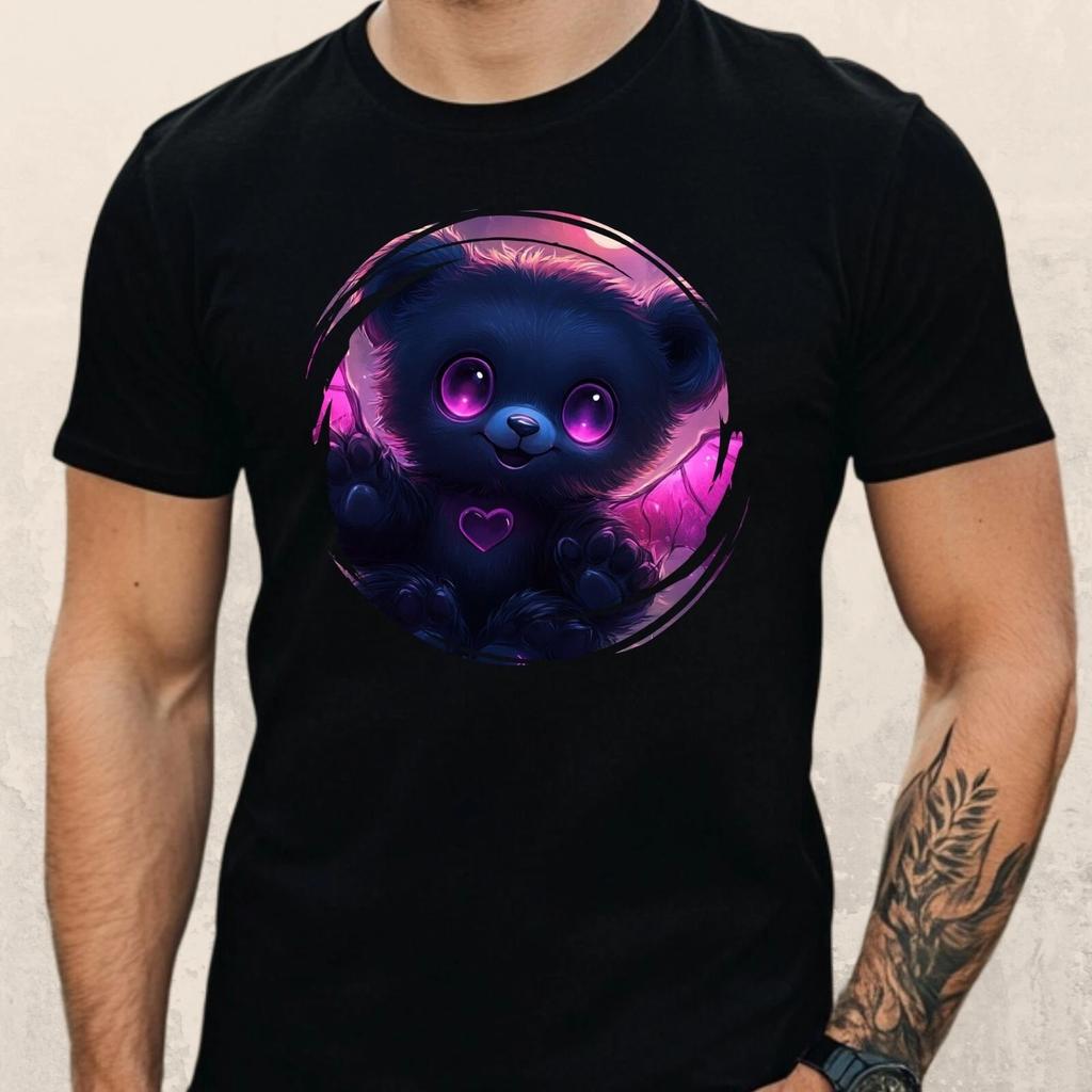 T-Shirt Herren Kawaii Gothic Teddybär Motiv Baumwolle Größe S bis 5XL