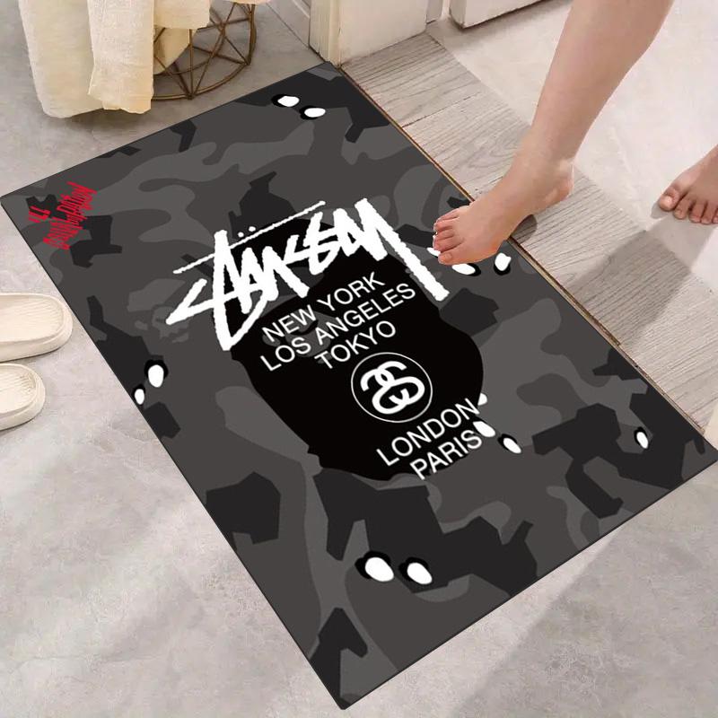 Dark Gray Camo City Text Signature Logo Area Rug Non Slip Mat, Camouflage Street Style Carpet for Game Room Bedroom Decor