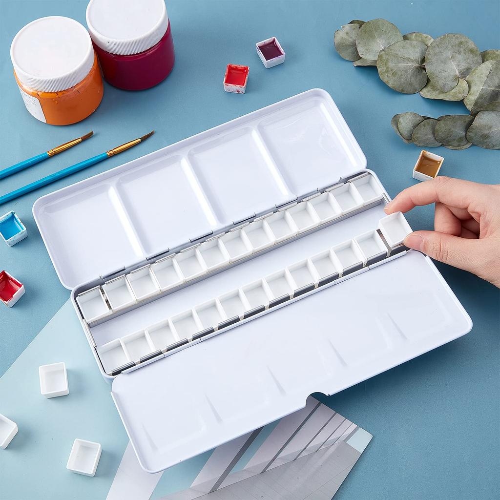 PH PandaHall Палитра для акварельной живописи Двусторонний футляр для акварели Футляр для красок Палитра пигментов Принадлежности для рисования Тарелка для рисования с крышкой Краски