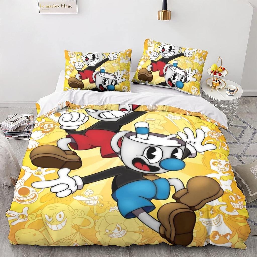 The Cuphead Show Bedding Set,Game Duvet Cover 3D Print Quilt Cover Pillowcase king Queen Size Girls Boys Adult Birthday Gift