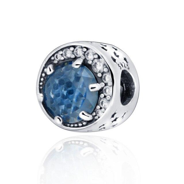 925 Sterling Silver Colorful Beads Transparent Shiny Row Clip Charm Fit Women Bracelet DIY Jewelry