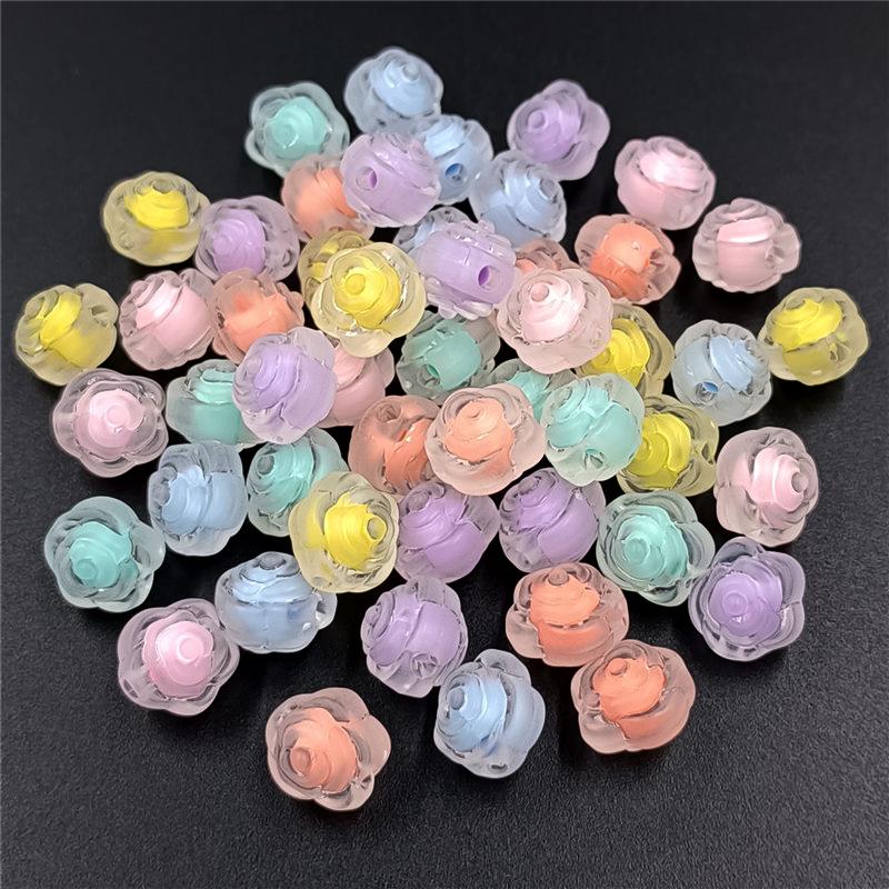 Multicolor Sandwich Rose Flower Beads Creative 11mm for Bracelet Necklace Making Handmade Material Pendants Transparent Matte DIY Jewelry Accessories