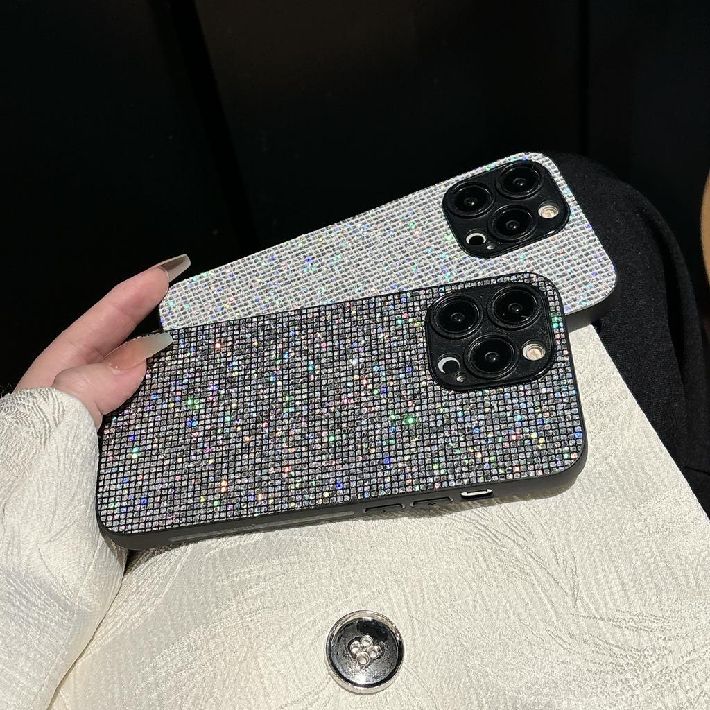 Luxury Bling Glitter Sequin Grid Pattern Soft Case For iPhone 18 17 16 15 14 13 12 11 Pro Max Plus 16E 17air Bumper Frame Cover