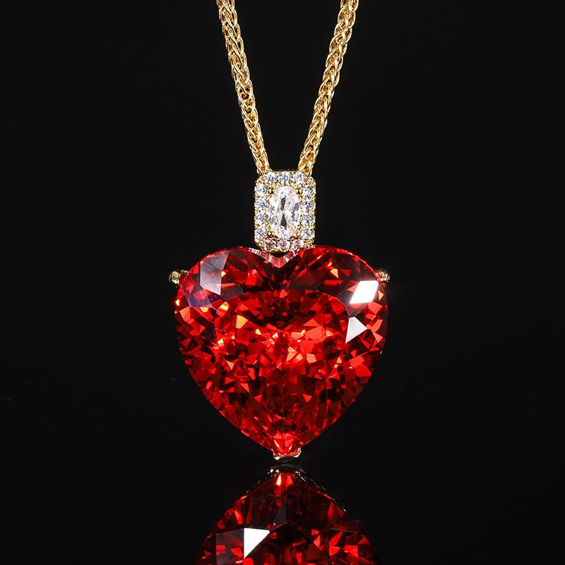 Ювелирное изделие Гнездо птицы Огранка Белое покрытие Синее сердце Темперамент Золотая подвеска-ожерелье Главный камень 20 * 20