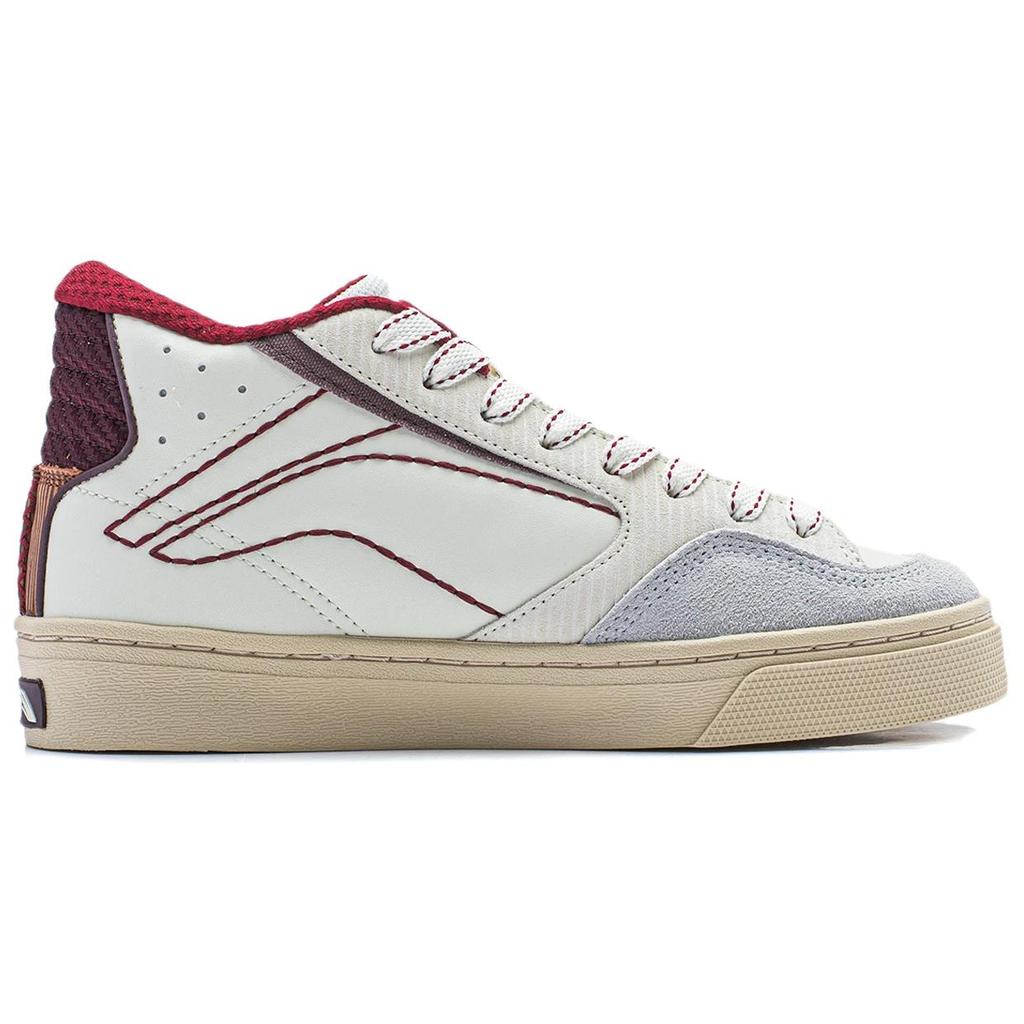 Li Ning Wei Wu 180 мягкие эластичные повседневные нескользящие износостойкие туфли для скейтбординга средней высоты женские туфли для скейтбординга белые красные AECU008-3