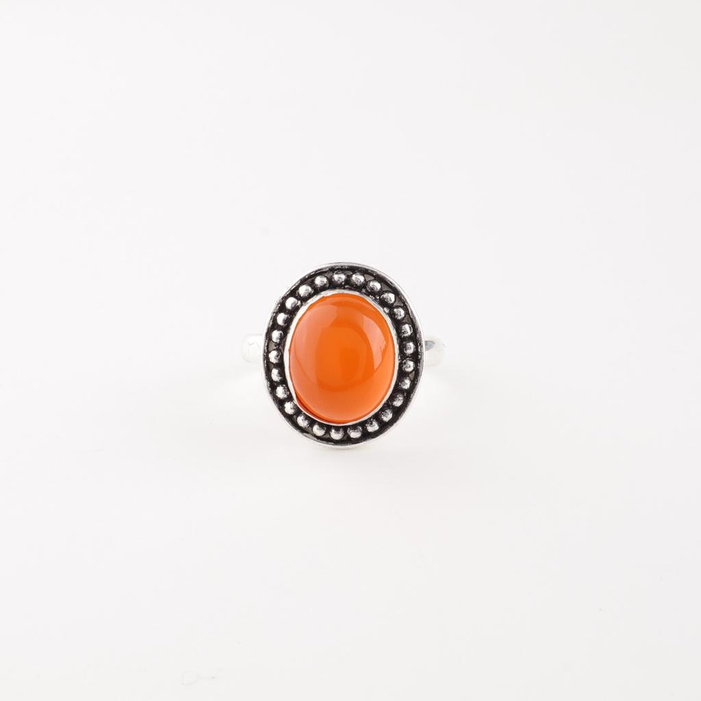 Natural Carnelian Gemstone 925 Stamped Silver Jewelry Handmade Boho Ring For Her RR-62-26