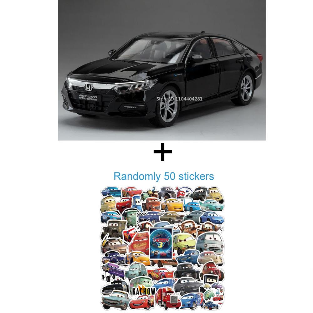 1:24 Honda Accord Models Toys Alloy Diecast Cars Front Wheel Steering Doors Opened Sound Light Pull Back Vehices Friend's Gifts