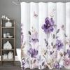 Фиолетовая мятая шторка для душа, абстрактная акварельная цветочная ботаническая бабочка, деревенский фермерский дом, декоративная шторка для душа для ванной