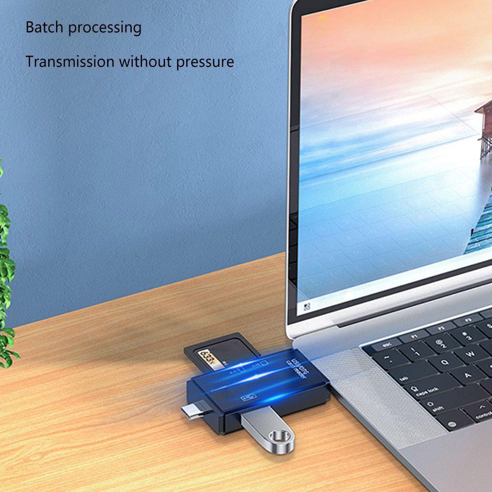 Устройство чтения карт USB 2.0 Android Type-c Мобильный телефон Компьютер OTG 2.0 SD/TF Многофункциональное устройство чтения карт памяти 6-в-1