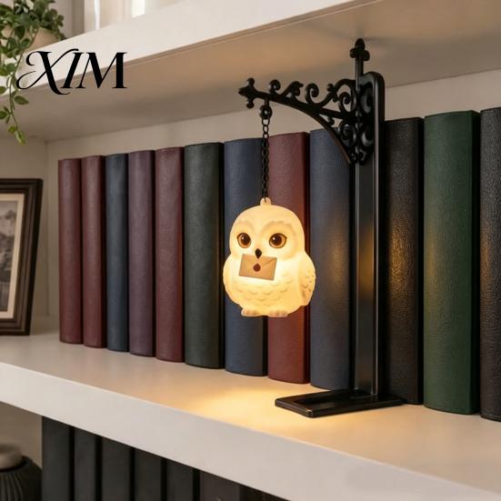 Relaxed Reading Light for Den Hanging Magic Owl Bird Deer Bookend Lamp, Gothic Metal Bookshelf Light, Unique Gift Mom Sister Vintage