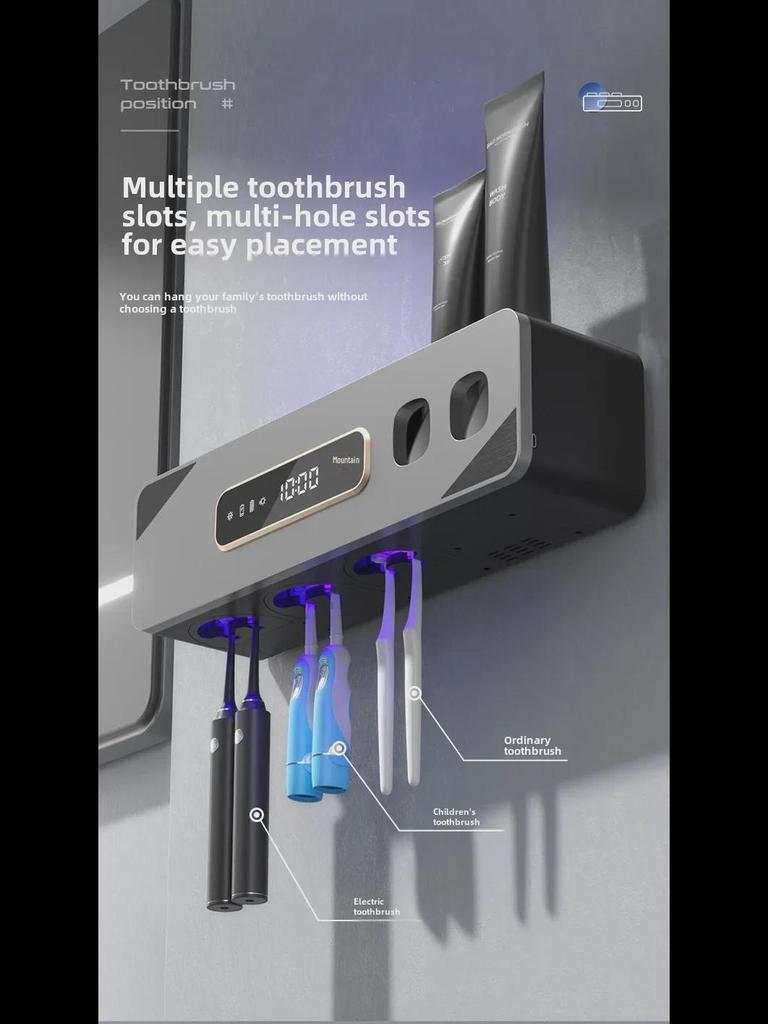 Wall-Mounted UV Sterilizing Electric Toothbrush Holder and Dryer
