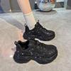 2024 Trendy European Star Rhinestone Thick-Soled Women's Dad Shoes - Large Size Sports Shoes for Autumn/Winter