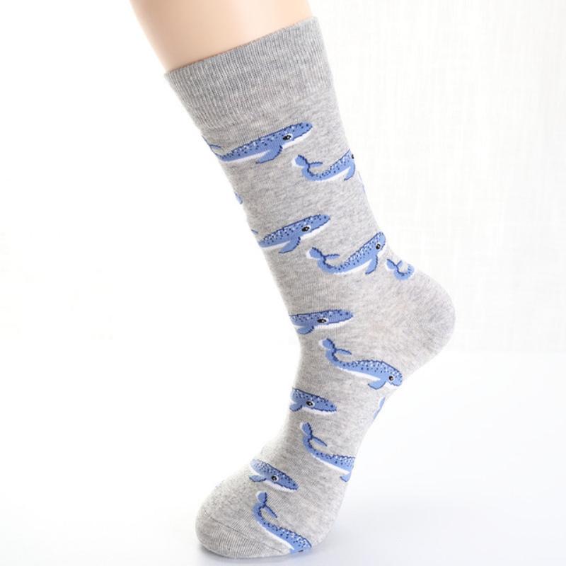 Новые осенне-зимние хлопковые носки для мужчин и женщин, модные трендовые носки, крутые носки с рисунками животных и фруктов