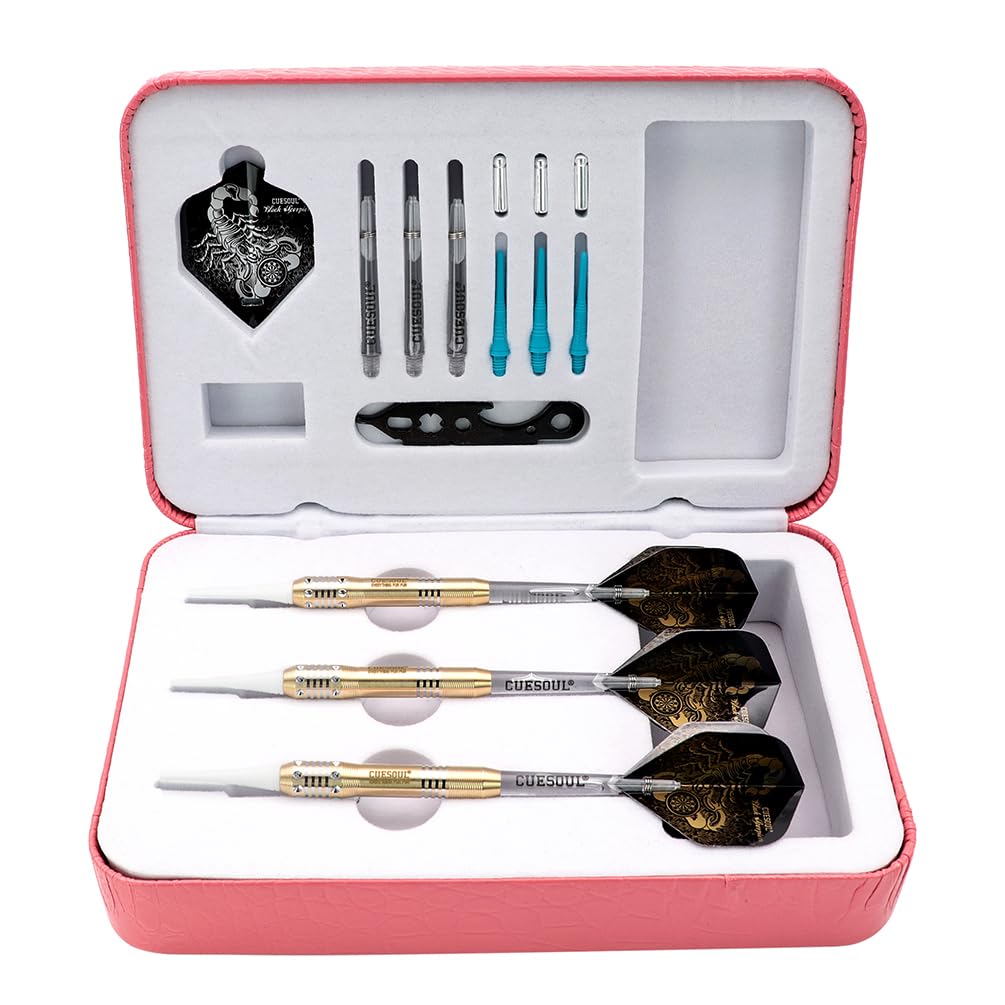 CUESOUL Black Scorpion Deluxe Soft Tip Darts Set, 16g B2304