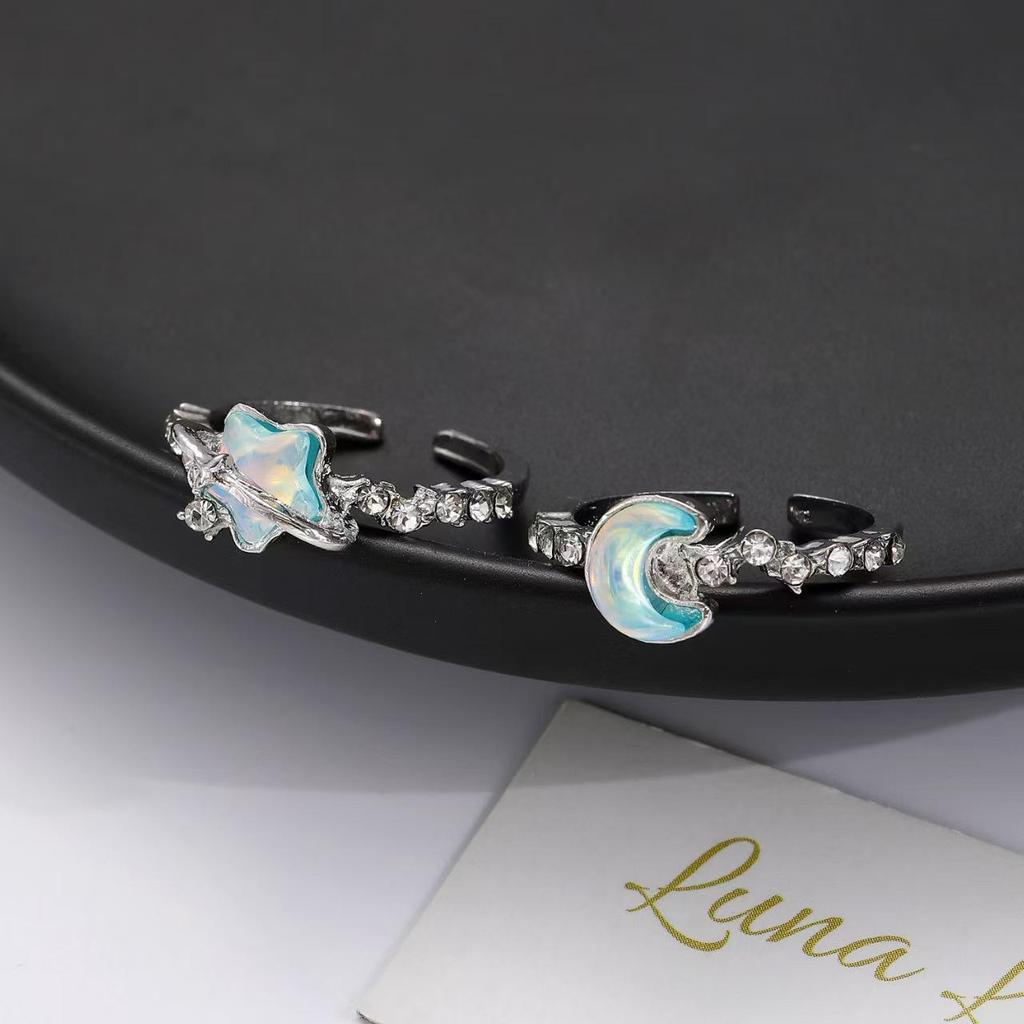 Blue Star Moon Adjustable High-End Index Finger Ring Jewelry