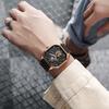 Men's Quartz Watches Alloy Dial Business Men Watch PU Leather Strap Square Sports Watch Cool Black Wristwatch for Man