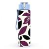 1PC Purple Floral Repeat Pattern 750ml Color Plastic Sports Water Bottle Leakproof Flip Straw Lid Suitable for Sports Office Home Use
