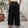 Women's Summer New Loose Wide Leg Hollowed Out Black Pants