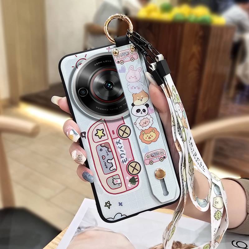 Cute Durable Phone Case For ZTE Blade A75 5G/Nubia Focus 5G/Calf 5G Cartoon Anti-knock Soft Case Ring Protective Lanyard