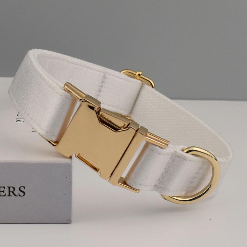 Белые шлейки персонализированные ошейники для щенков с бесплатным гравированным логотипом для собак, домашних животных, свадебные принадлежности Crystal01