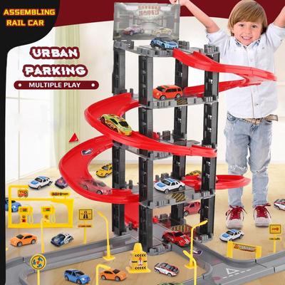 Детский парковочный игрушечный набор, трехмерный многослойный автомобиль в сборе, железнодорожный вагон, взаимодействие родителей и детей, подарок для мальчика