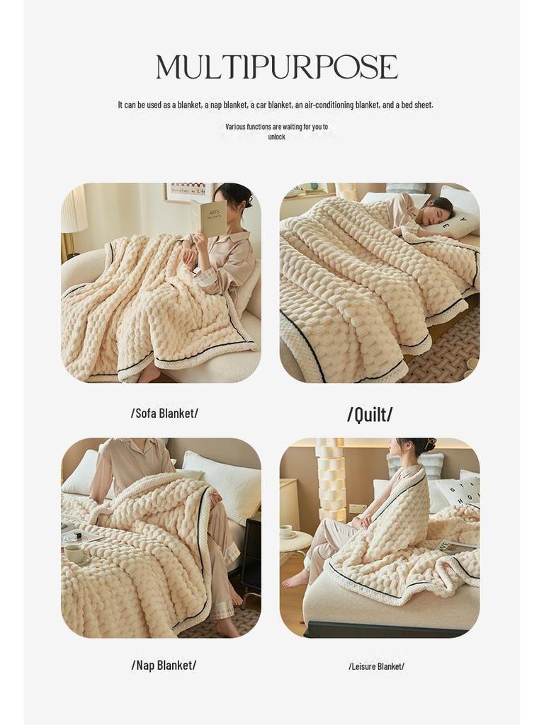 Двухслойное одеяло из кораллового флиса Golden Turtle - толстое, теплое покрывало для дивана