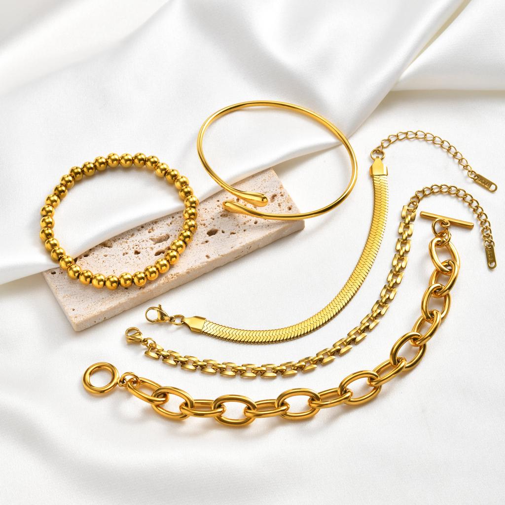 Bracelets for Women Non Tarnish, Stack Stainless Steel Bangles, Tie Knot Cuffs, Cuban Rope Paperclip Beaded Fashion Bracelet