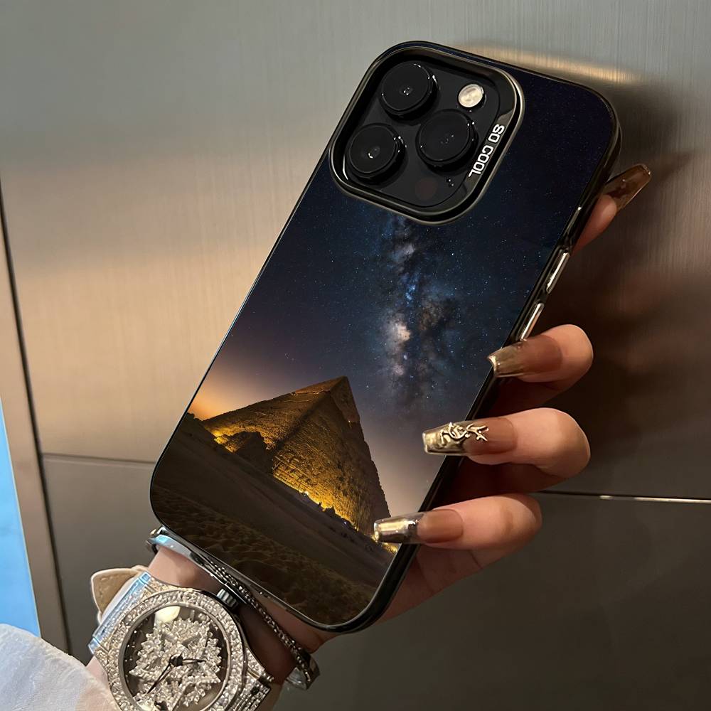 The E-Egyptian -P-Pyramids Phone Case For IPhone17 16 11 12 13 14 15 16 Pro Max Plus Cover Colored Silver Funda Bumber