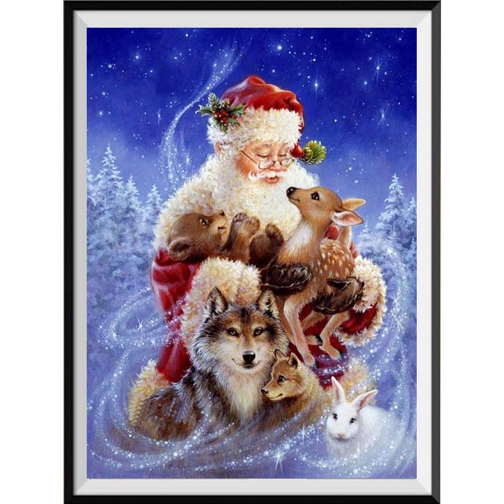 Christmas Diy Diamond Painting Full Diamond Santa Claus Round Diamond Embroidery 5D Snowman House Cross Stitch Home Decoration