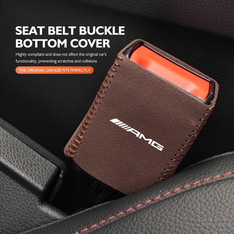 ECLD4 2PCS Car Seat Belt Anti Scratch Buckle Protector Cover Accessories For Mercedes Benz AMG C180 C300 W124 W176 W177 C200 C260 GLC