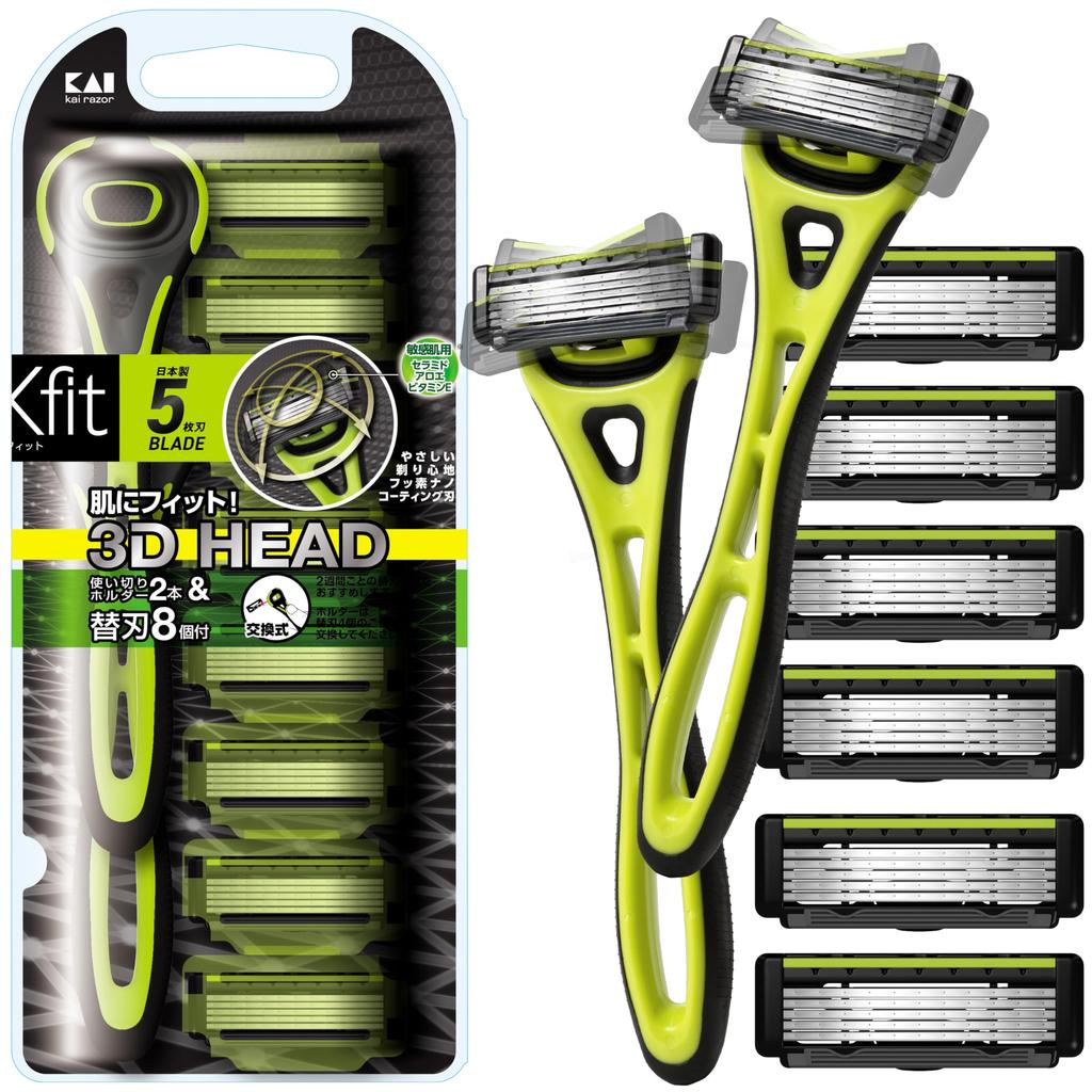 Сменные лезвия для бритвы Kai Xfit, 8 шт., бритва с 5 лезвиями, мужская Т-образная форма