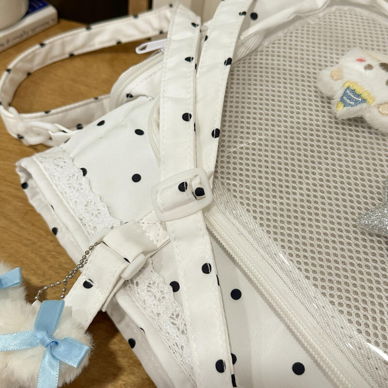 Кружевная прозрачная сумка в горошек, на плечо, для учеников средней школы