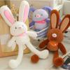 Pull Handle Rabbit Bunny Plush Keychain Pulling Ears Rabbit Plush Doll Keyring  Jewelry Accessories