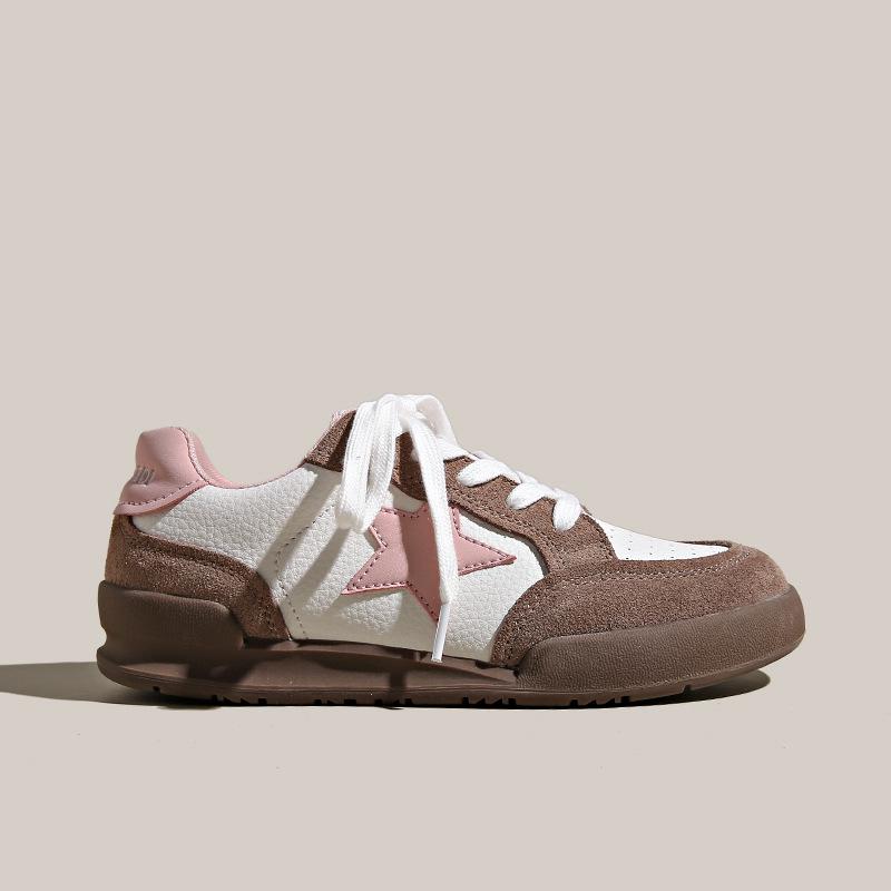 Женские кроссовки из натуральной кожи в стиле ретро Гонконг 2024 года на толстой подошве — универсальная повседневная спортивная обувь