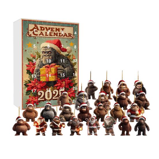 Адвент-календарь 24-дневный обратный отсчет украшение на тему человека-обезьяны семейный рождественский адвент-календарь фестиваль подвесной