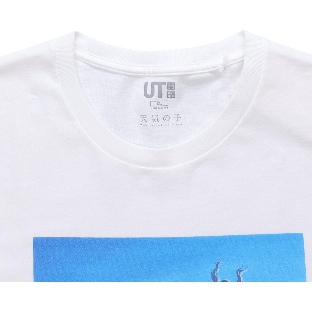 Uniqlo × Синкай Фильм Ут Сотрудничество Девочка-невидимка Облако Синее Футболка с коротким рукавом Унисекс Футболка Белый 422545