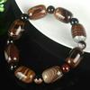 18mm Natural Agate Chalcedony Inlaid Beaded Bracelet Chinese Style Mens Jewelry Gift