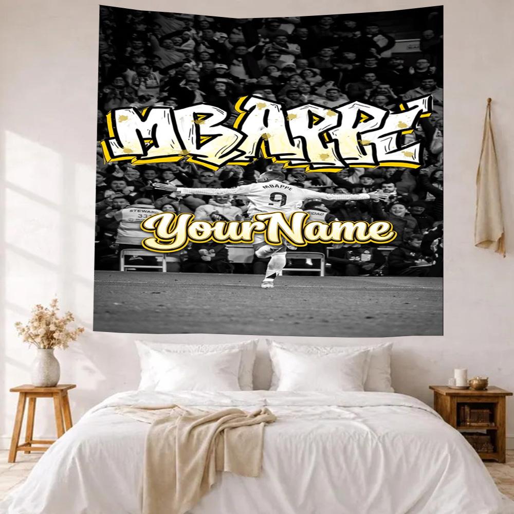 Mbappe Custom Your Name Wall Decor Tapestry Art For Pet Memorial Birthdaywedding Party Backdrop Family Gift